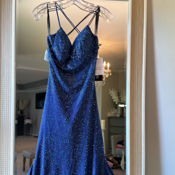 Sherri hill Rhinestone embellished jersey gown deep V neckline and lace up back. - Picture 10 of 17